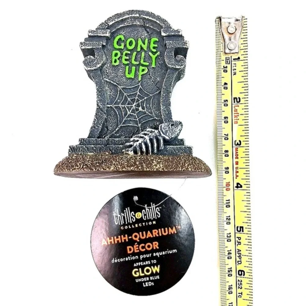 Thrills & Chills Fish Ahhh-Quarium Decor Gravestone Gone Belly Up Halloween‎ NWT